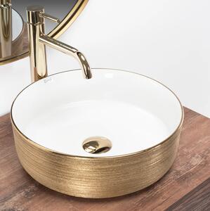 Rea - Umývadlo na dosku Sami Brush - zlatá/biela - 36x36 cm