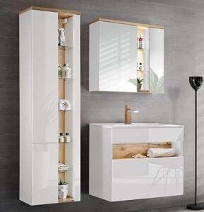CMD Via Domo - Kúpeľňová skrinka so zrkadlom Bahama White - prírodná - 80x70x20 cm