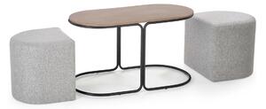 Konferenčný stolík s taburetkami Pampa - orech / čierna / sivá