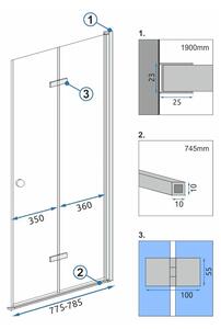 Rea - Sprchové dvere Fold N2 - chróm/transparentné - 80x190 cm L/P