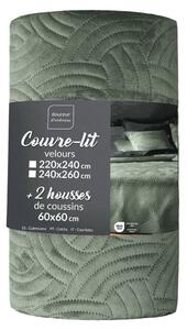 Zelená zamatová súprava prikrývky a obliečky na vankúš 240x260 cm Solange – douceur d'intérieur
