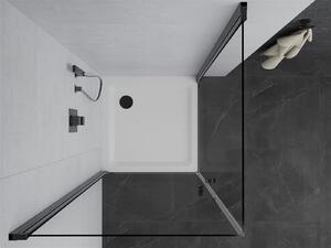 Mexen Pretoria Duo, sprchovací kút s 2-krídlovými dverami 80 (dvere) x 80 (dvere) cm, 6mm číre sklo, čierny profil + slim sprchová vanička 5cm biela s čiernym sifónom, 852-080-080-70-02-4010B