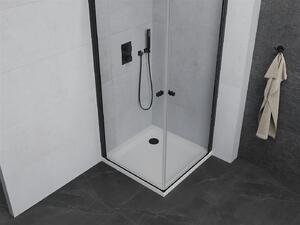 MEXEN - Pretoria Duo sprchovací kút, sklápací, 80 x 80 cm, transparentný, čierna + vanička Flat - 852-080-080-70-02-4010B