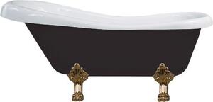 MEXEN - Retro vaňa voľne stojaca, 150 x 73 cm - biela/ čierna, nohy - zlatá - 53251507375-50