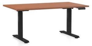 Výškovo nastaviteľný stôl OfficeTech D, 120 x 80 cm, čierna podnož, čerešňa