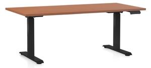 Výškovo nastaviteľný stôl OfficeTech C, 160 x 80 cm, čierna podnož, čerešňa