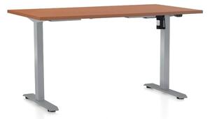 Výškovo nastaviteľný stôl OfficeTech A, 120 x 80 cm, sivá podnož, čerešňa
