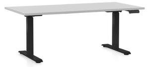 Výškovo nastaviteľný stôl OfficeTech C, 160 x 80 cm, čierna podnož, svetlo sivá