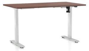 Výškovo nastaviteľný stôl OfficeTech A, 120 x 80 cm, biela podnož, orech