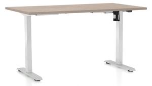 Výškovo nastaviteľný stôl OfficeTech A, 120 x 80 cm, biela podnož, dub