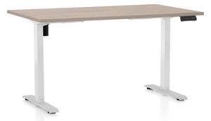 Výškovo nastaviteľný stôl OfficeTech B, 120 x 80 cm, biela podnož, dub