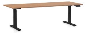 Výškovo nastaviteľný stôl OfficeTech C, 200 x 80 cm, čierna podnož, buk