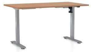 Výškovo nastaviteľný stôl OfficeTech A, 120 x 80 cm, sivá podnož, buk