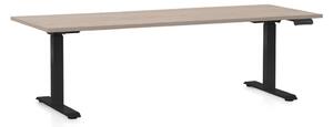 Výškovo nastaviteľný stôl OfficeTech C, 200 x 80 cm, čierna podnož, dub
