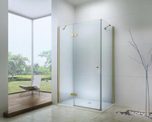 MEXEN - Roma sprchovací kút, dvere krídlové, 80 x 70 cm, transparentné - zlatá - 854-080-070-50-00