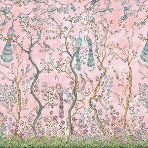 VLADILA Peacock Chinoiserie In Rose - tapeta