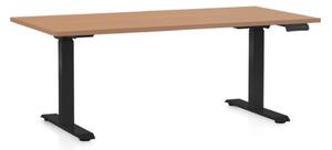 Výškovo nastaviteľný stôl OfficeTech D, 160 x 80 cm, čierna podnož, buk