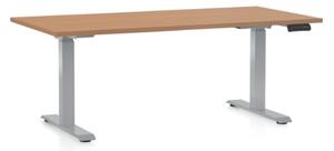Výškovo nastaviteľný stôl OfficeTech D, 160 x 80 cm, sivá podnož, buk