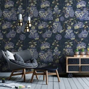VLADILA Hydrangea And Ginger Tea Party Blue - tapeta