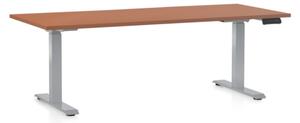 Výškovo nastaviteľný stôl OfficeTech D, 180 x 80 cm, sivá podnož, čerešňa