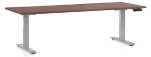 Výškovo nastaviteľný stôl OfficeTech D, 200 x 80 cm, sivá podnož, orech