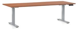 Výškovo nastaviteľný stôl OfficeTech D, 200 x 80 cm, sivá podnož, čerešňa