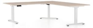 Výškovo nastaviteľný stôl OfficeTech Angle, 180 x 200 cm, biela podnož, dub