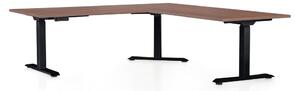 Výškovo nastaviteľný stôl OfficeTech Angle, 180 x 200 cm, čierna podnož, orech