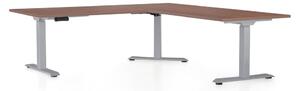 Výškovo nastaviteľný stôl OfficeTech Angle, 180 x 200 cm, sivá podnož, orech