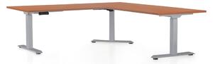 Výškovo nastaviteľný stôl OfficeTech Angle, 180 x 200 cm, sivá podnož, čerešňa