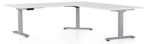 Výškovo nastaviteľný stôl OfficeTech Angle, 180 x 200 cm, sivá podnož, biela