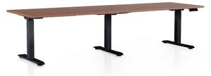 Výškovo nastaviteľný stôl OfficeTech Long, 260 x 80 cm, čierna podnož, orech
