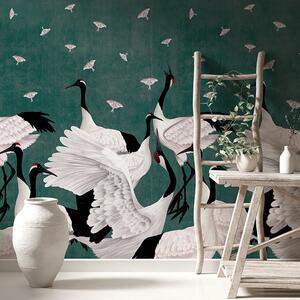 VLADILA Grus Japonesis In Green - tapeta