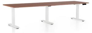 Výškovo nastaviteľný stôl OfficeTech Long, 260 x 80 cm, biela podnož, orech