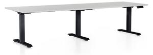 Výškovo nastaviteľný stôl OfficeTech Long, 260 x 80 cm, čierna podnož, svetlo sivá