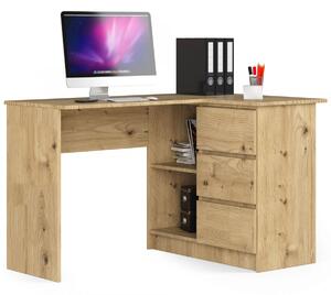 Ak furniture Rohový písací stôl B16 124 cm pravý dub artisan
