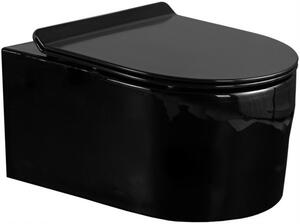 MEXEN - Sofia WC misa Rimless doska so spomaľovacím mechanizmom Slim, duroplast, čierna lesk - 30544070