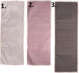 Textilný obrus so srdiečkovým motívom a krajkovaným lemom v troch farebných prevedeniach 34 x 120 cm 39738