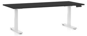 Výškovo nastaviteľný stôl OfficeTech C, 180 x 80 cm, biela podnož, čierna