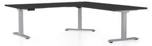 Výškovo nastaviteľný stôl OfficeTech Angle, 180 x 200 cm, sivá podnož, čierna