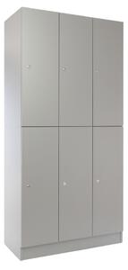 Drevená šatníková skrinka Visio LUX - 6 boxov, 90 x 45 x 185 cm, cylindrický zámok, sivá