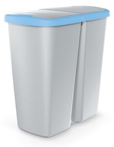 Odpadkový kôš DUO sivý, 45 l, modrá / sivá