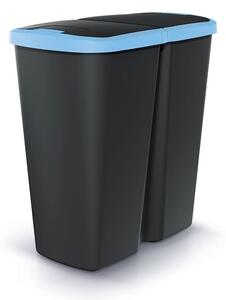 Odpadkový kôš DUO čierny, 45 l, modrá / čierna