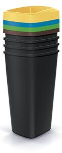 Set košov na triedený odpad, hranaté, 4 x 25 l, farebná