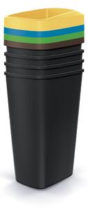 Set košov na triedený odpad, hranaté, 4 x 45 l, farebná