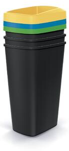 Set košov na triedený odpad, hranaté, 3 x 45 l, farebná