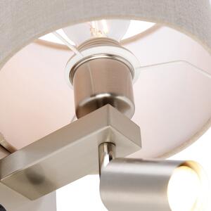 Nástenná lampa oceľová s lampou na čítanie a tienidlom 18 cm svetlohnedá - Brescia