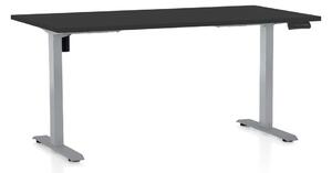 Výškovo nastaviteľný stôl OfficeTech B, 160 x 80 cm, sivá podnož, čierna