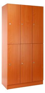 Drevená šatníková skrinka Visio - 6 boxov, 90 x 45 x 185 cm, cylindrický zámok, čerešňa