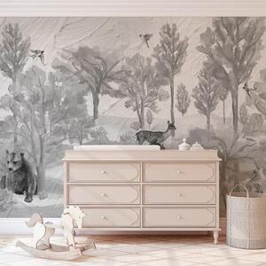 VLADILA Foggy Forest Faun In Grey - tapeta